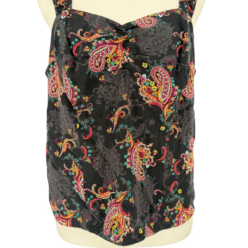 Torrid Challis Smocked Top 1X 14 16 Black Paisley Floral Sweetheart Boho Crop - Picture 4 of 12